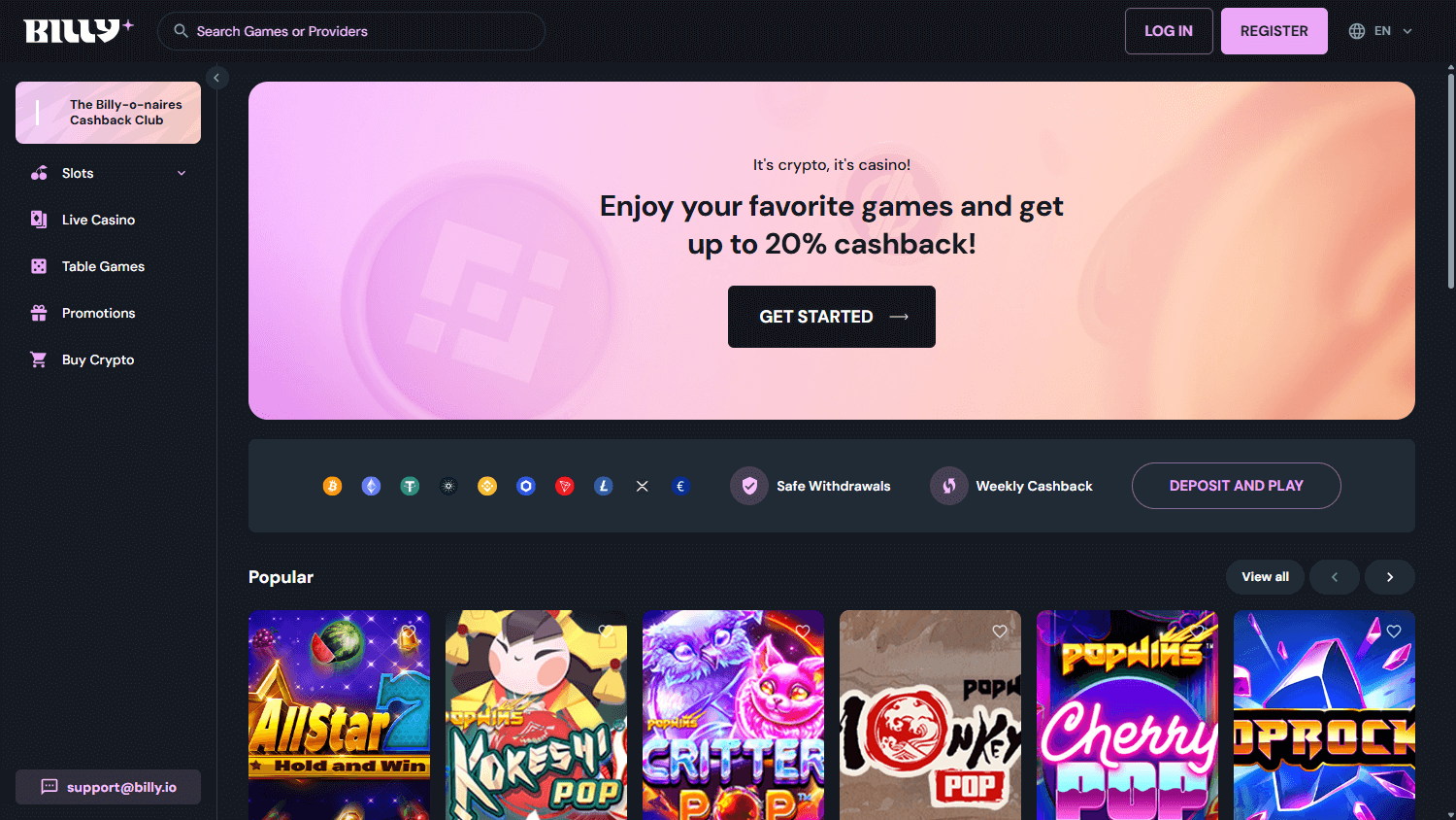 Billy Casino Desktop screenshot